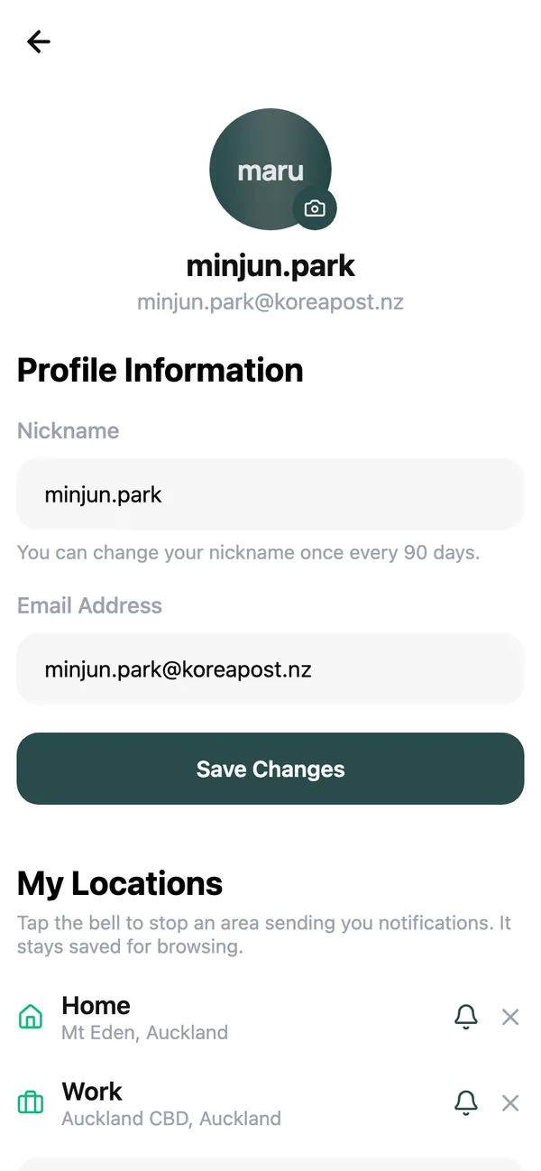 My Locations on your profile