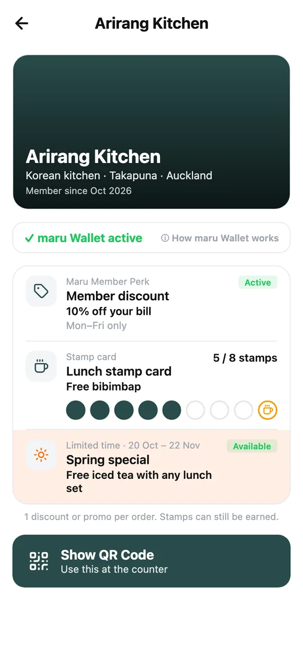 A café's card